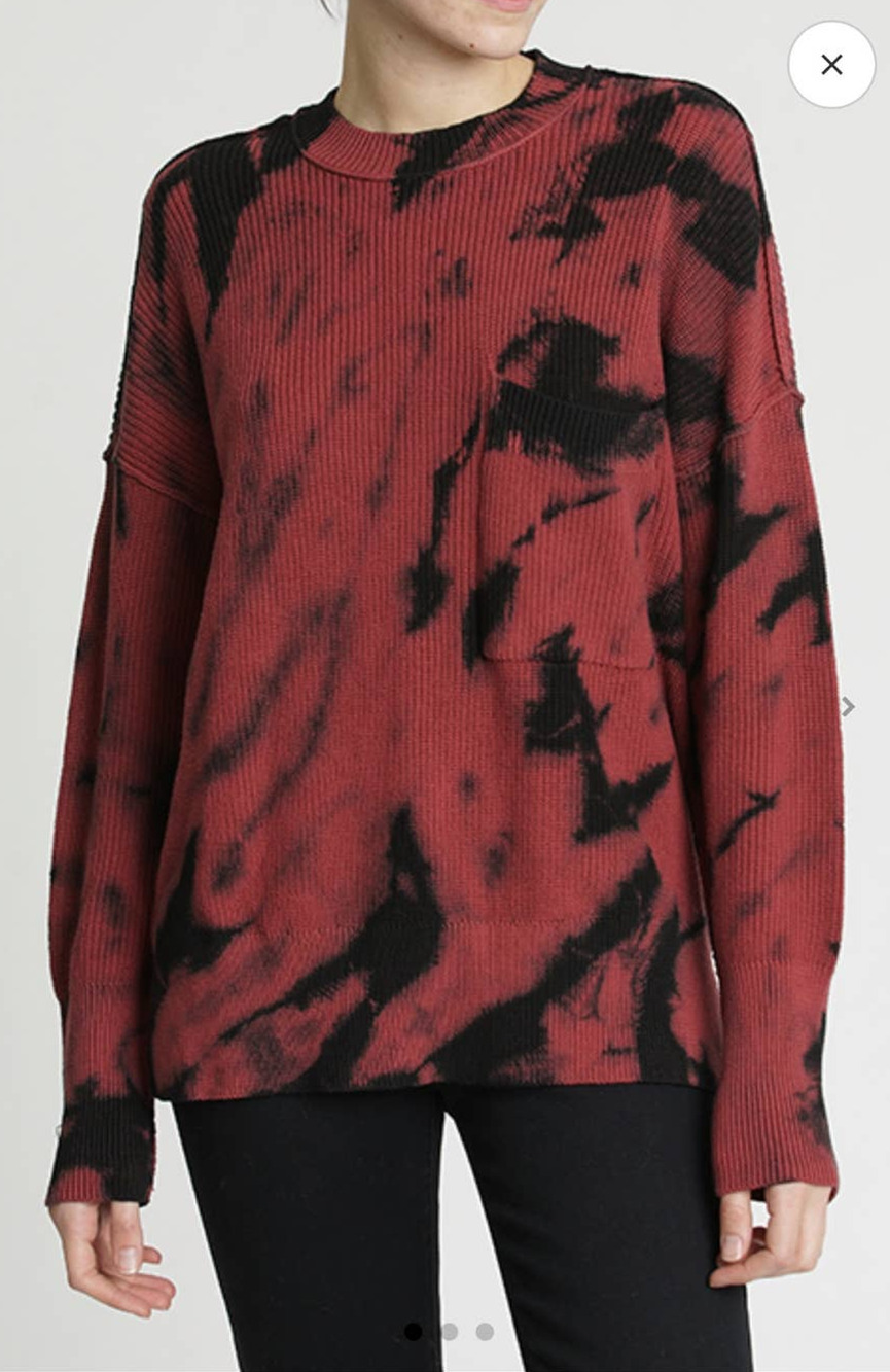 Pistola Darya Acid Dye Pullover Sweater in Red Lava - XS